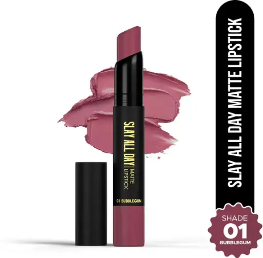 Hilary Rhoda Slay All Day Matte Lipstick | Premium Creamy Lipstick | Waterproof lipstick (Bubblegum - Shade 01, 2.6 g)