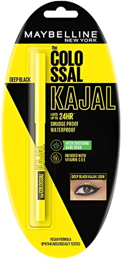 MAYBELLINE NEW YORK Colossal Kajal, Waterproof, Long lasting 24Hrs Stay, Black, 
